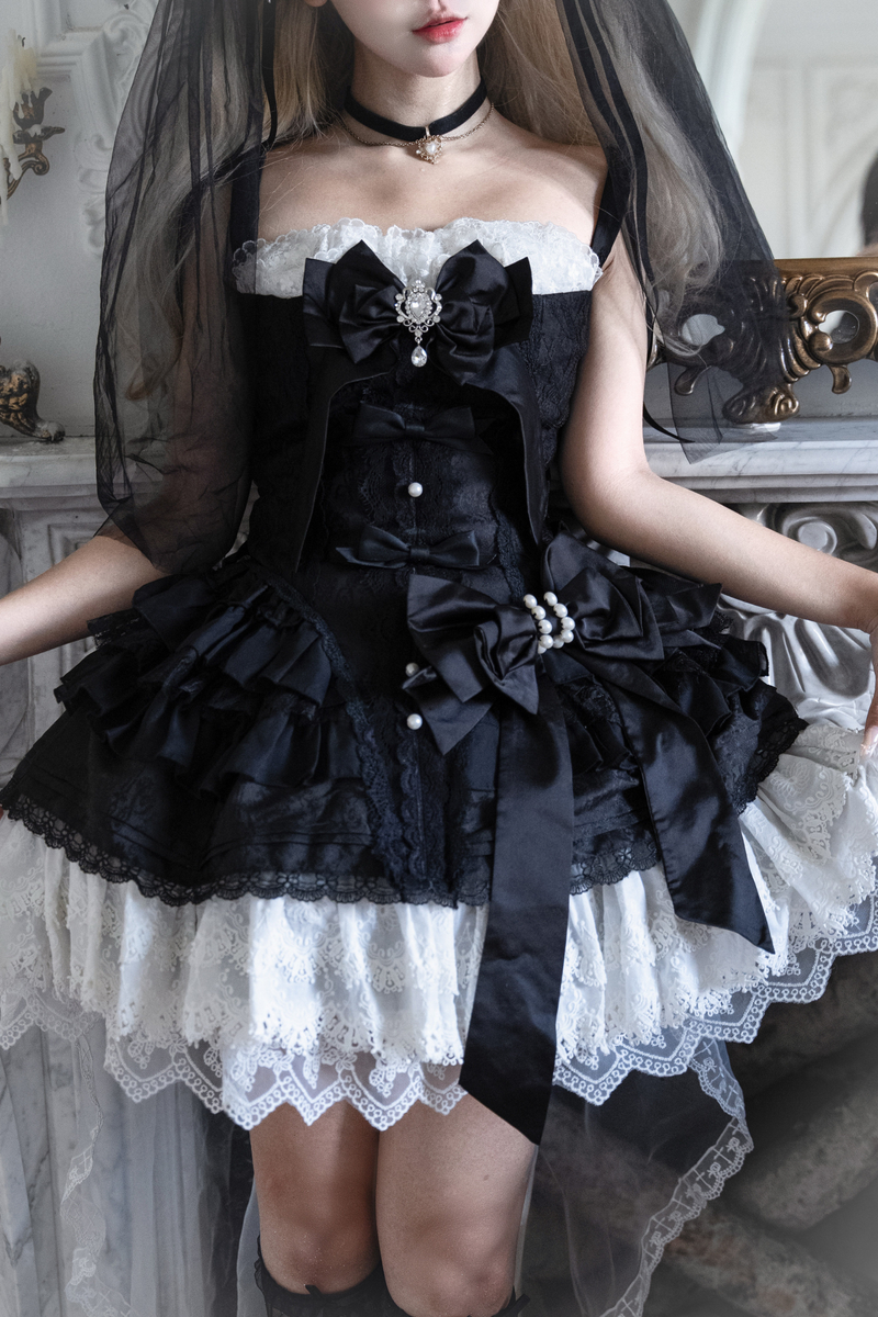 Dark Paradise Jsk + Detachable Collar + Waist Ribbon + Back Ribbon + Tail Veil