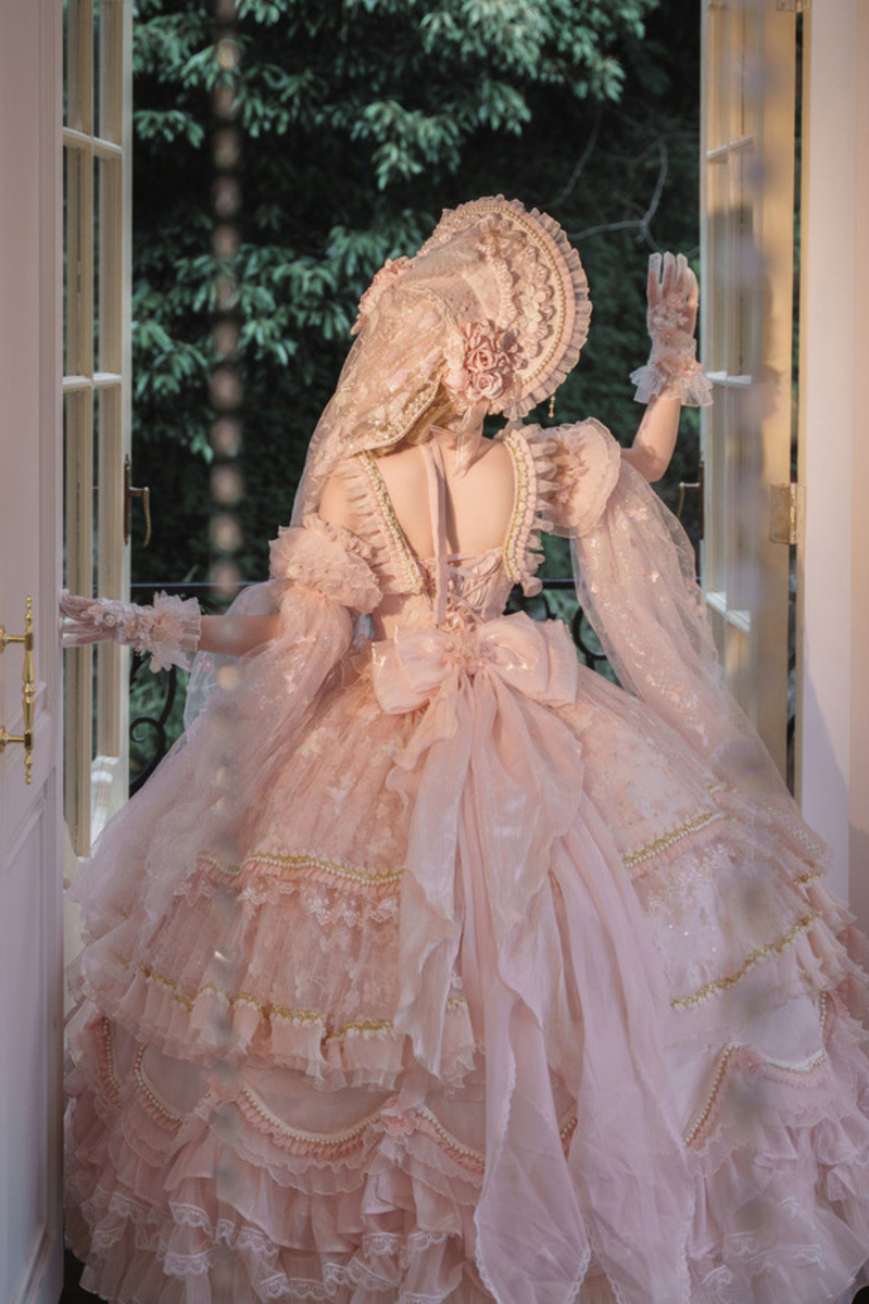 Sweet Flower Tea Party Lolita Accessory Hat + Veil + Necklace + Gloves + Scepter
