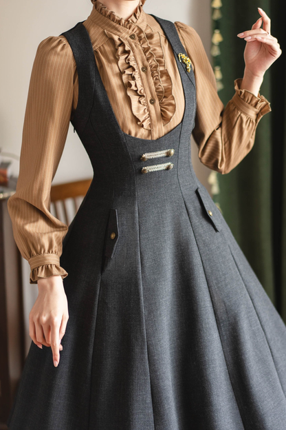 Striped Waist Tightening Blouse