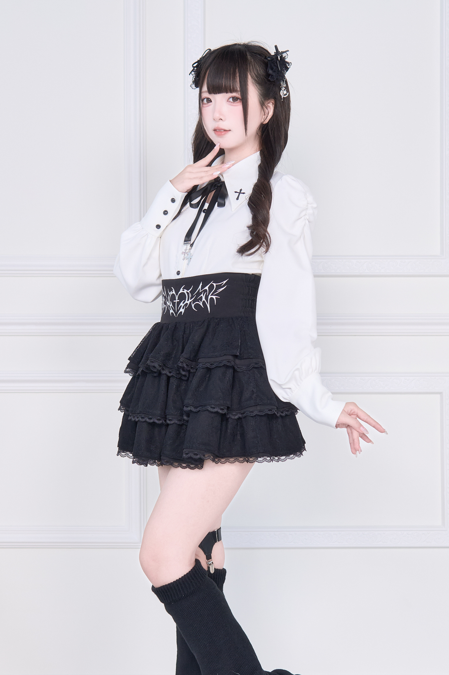 Cross Embroidery Shirt + Skirt