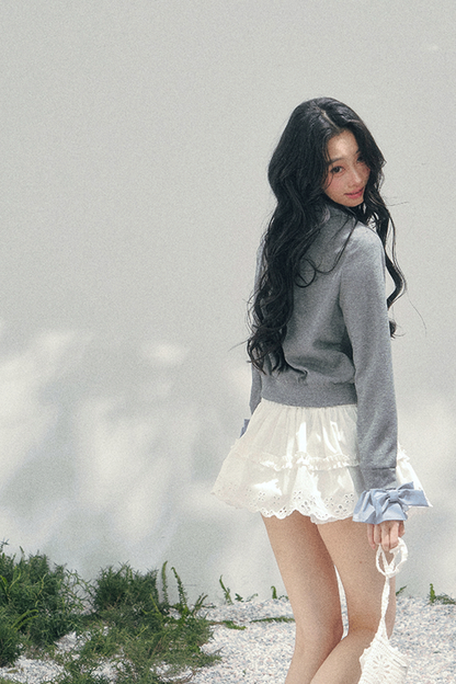 French Faux Two Piece Polo Sweater