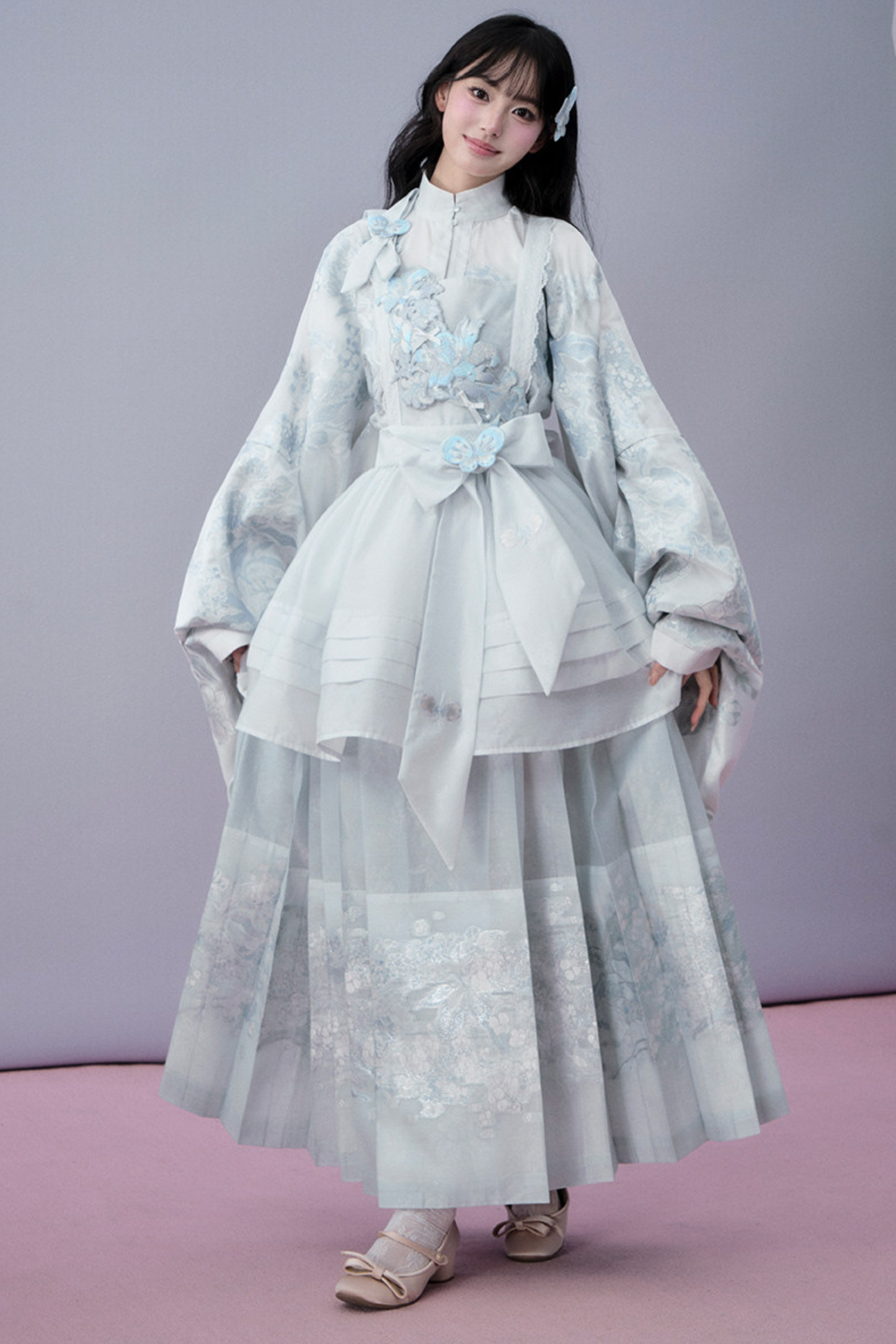 Water Mist Pure Chinese-style Jacket + Skirt + Overskirt