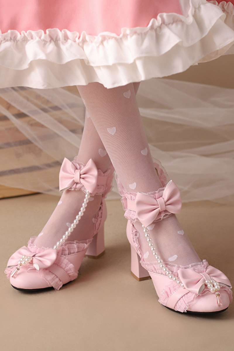 Pearl Ribbon Princess Lolita Shoes