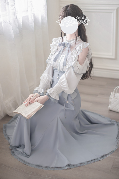 Off Shoulder Design Shirt + Mermaid Skirt