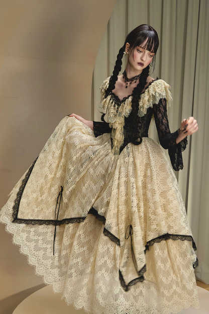 Lace Maid Retro Waist French Dress