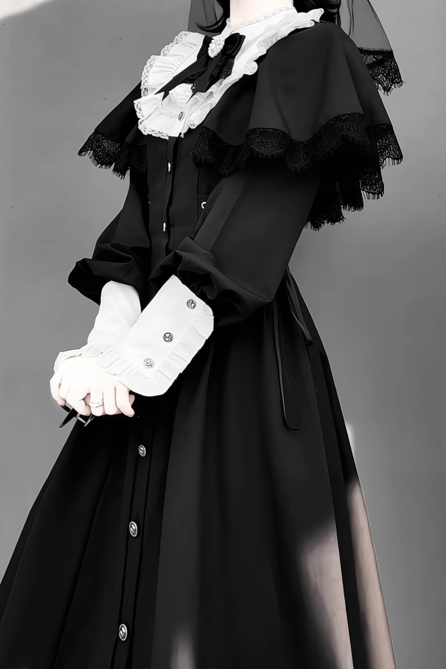 Gothic Layered Lace Long Dress