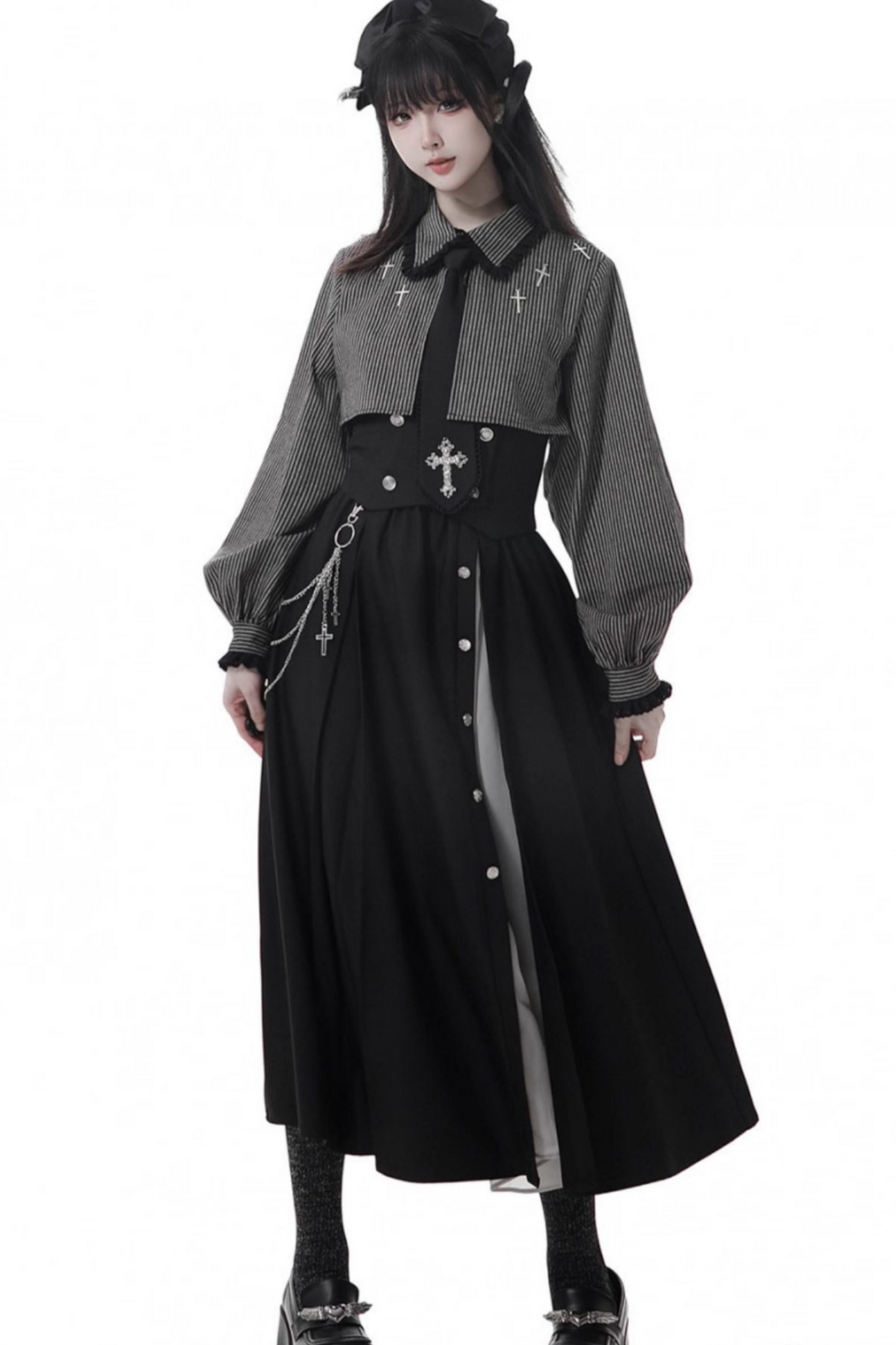 Cross Carol Dark Shirt + Corset + Skirt