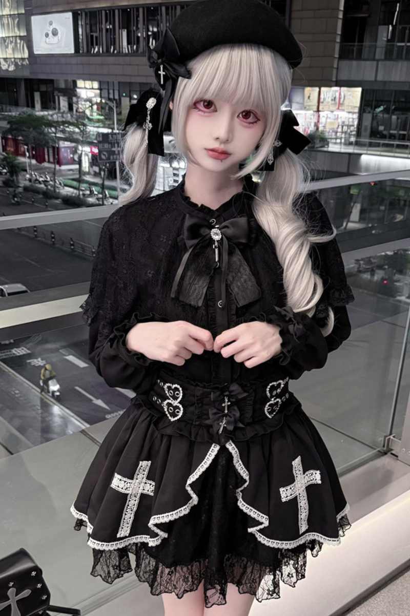 Cape Style Shirt + Cross Skirt + Hat
