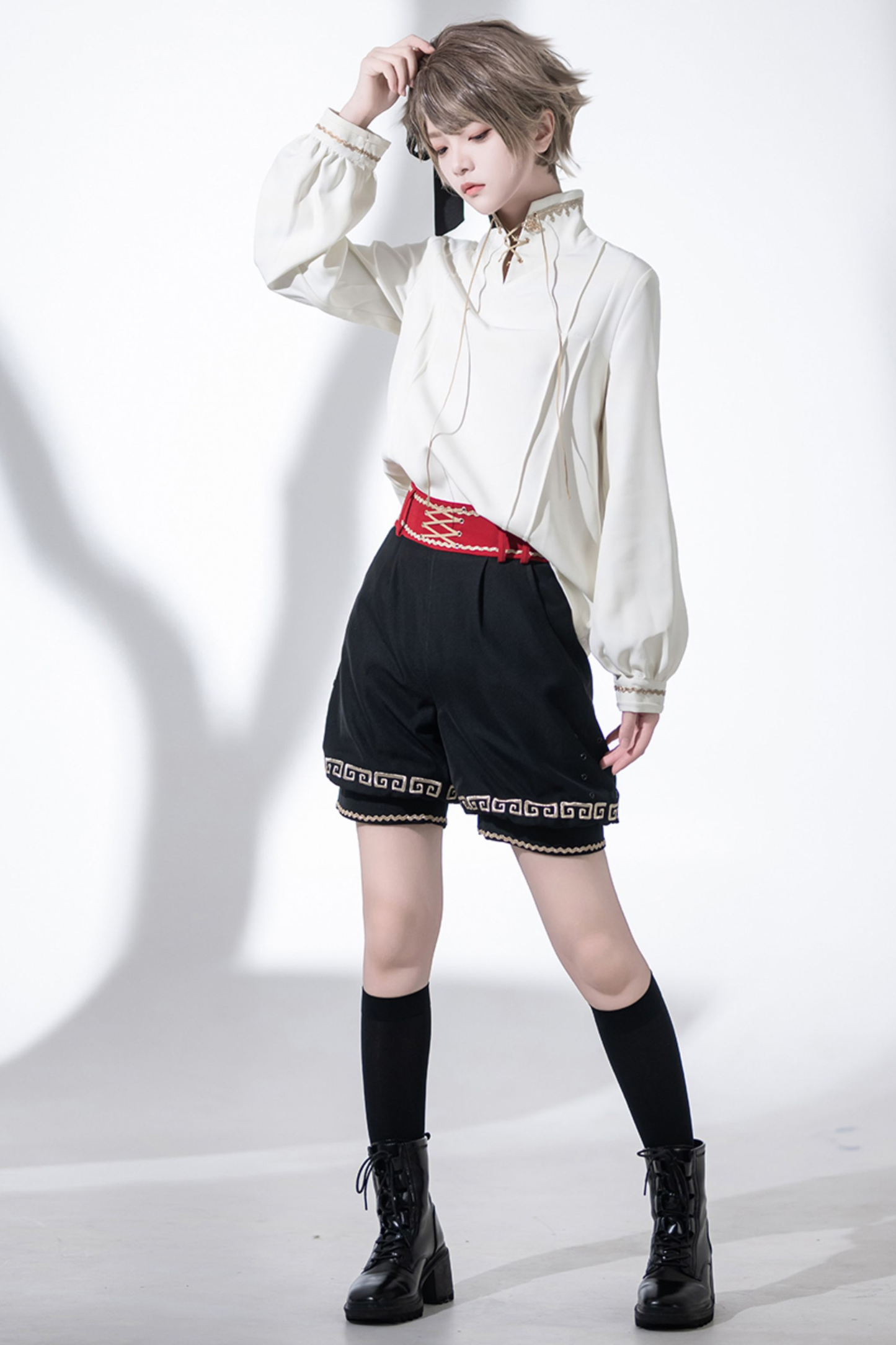Retro Stand Collar Shirt + Shorts + Jacket