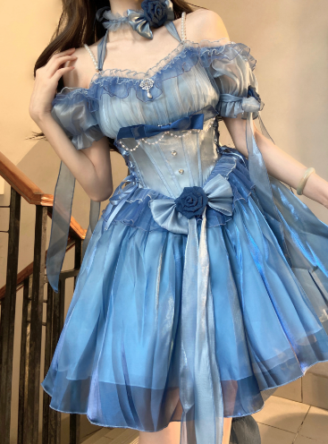 Gradient Asymmetrical Design Fairy Lolita Dress Set