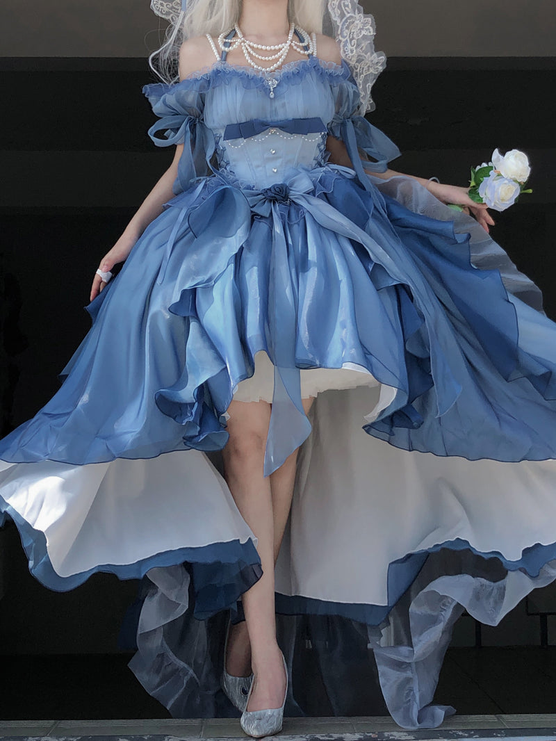 Gradient Asymmetrical Design Fairy Lolita Dress Set