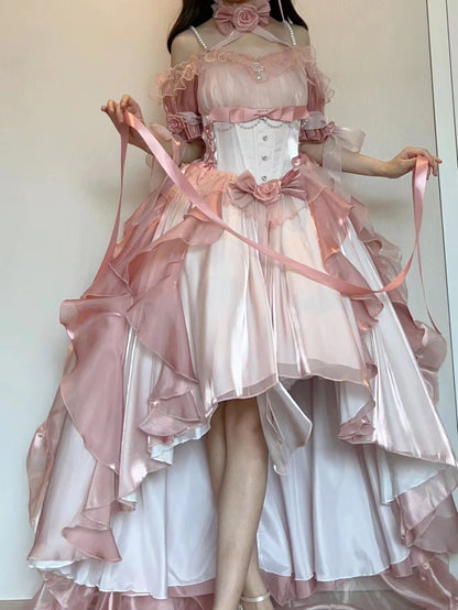 Gradient Asymmetrical Design Fairy Lolita Dress Set