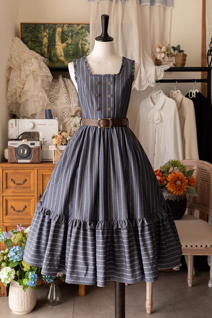 [small Estate] Sleeveless Ruffle Fishbone Classic Lolita Dress 3 Colors