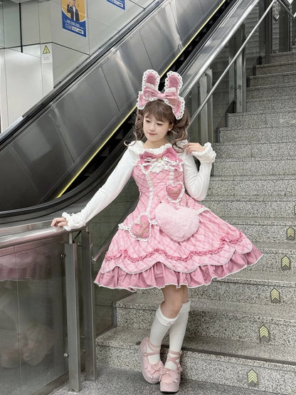 [pre-order Deadline: May 10] Blue/yellow/pink Sweetheart Lolita + Lace Ribbon Jks Dress + Bunny Ear Puff Sleeve Blouse + Bunny Ear Full Set + Cat Ear Full Set