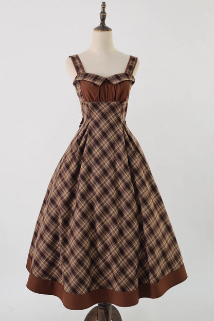 Brown [broken Pocket Watch] Sleeveless Printed Spliced Detective-style Classic Lolita Jsk Dress