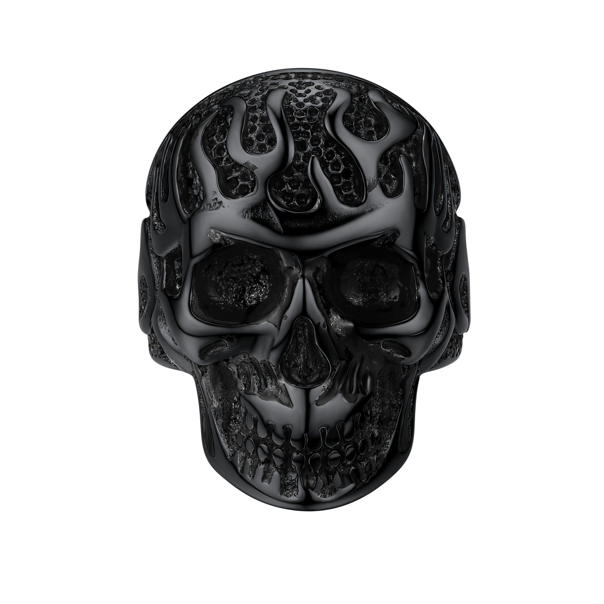 Gothic Fire Flaming Skull Stainless Steel Ring for