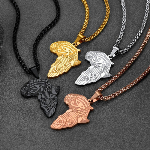 African Map Eye of Horus Necklace for