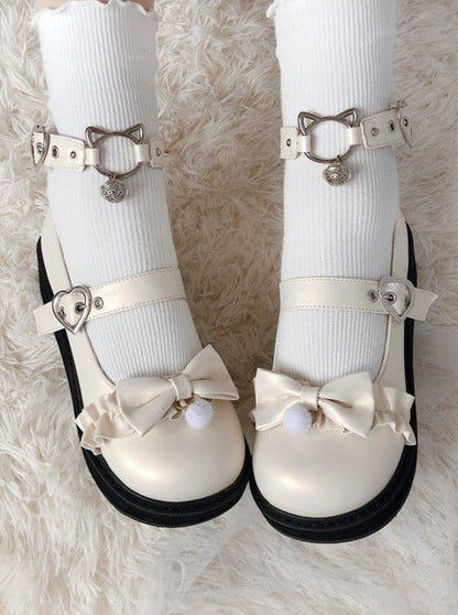 Nya Kokoro Lolita Retro Soft Girl Round Toe Shoes