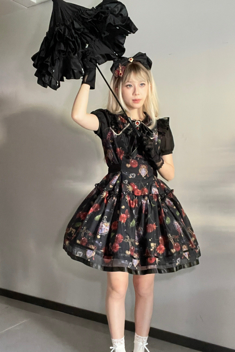 Retro Antique Cherry Sweet Lolita Dress + Jumper Skirt