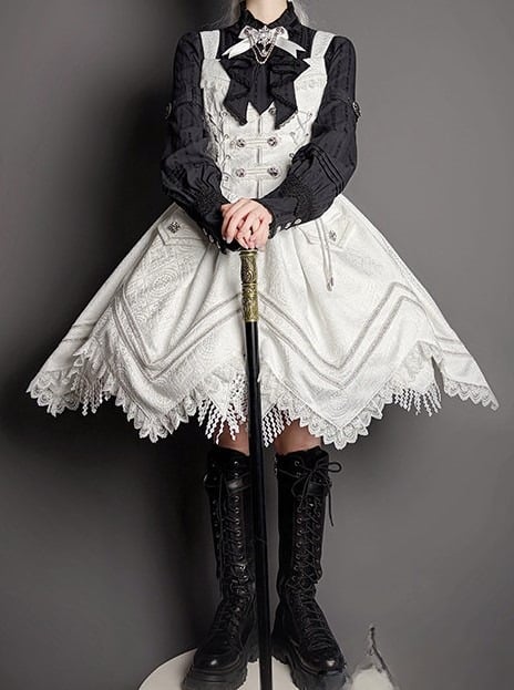 [pre-order Deadline: April 23] Dawnbreaker Gothic Jacquard Military Bustier Suspender Dress