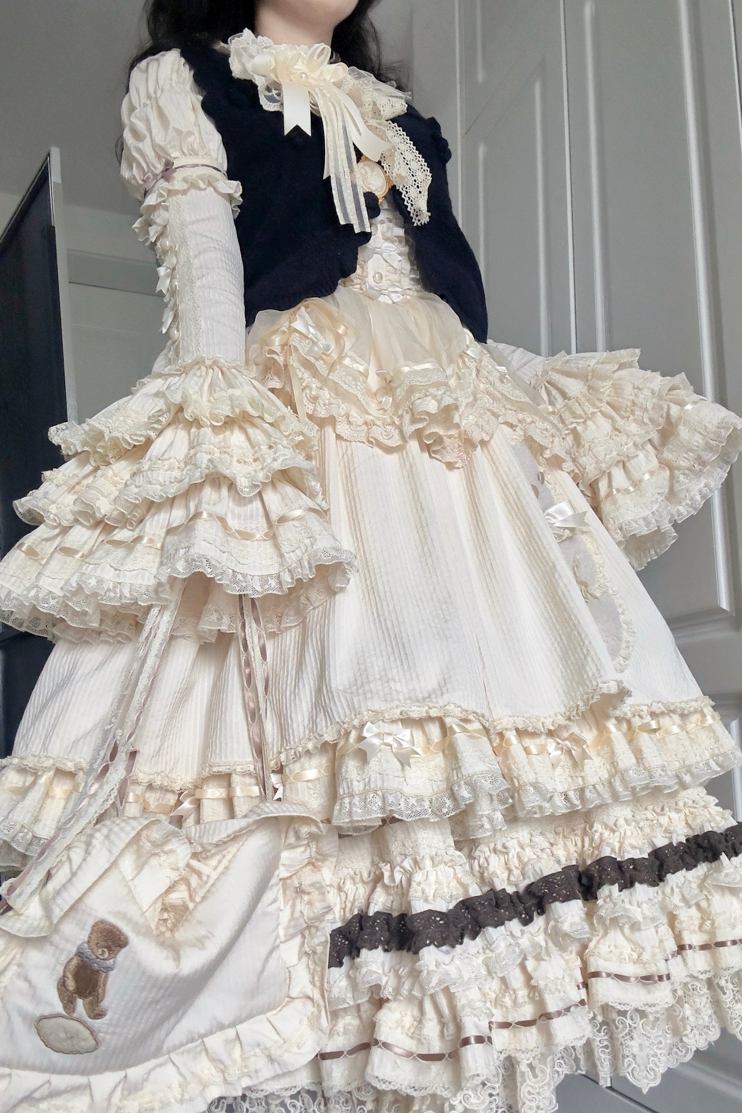 Briana Bear Print Dream Doll Lolita Dress + Jsk + Skirt + Shirt + Petticoat