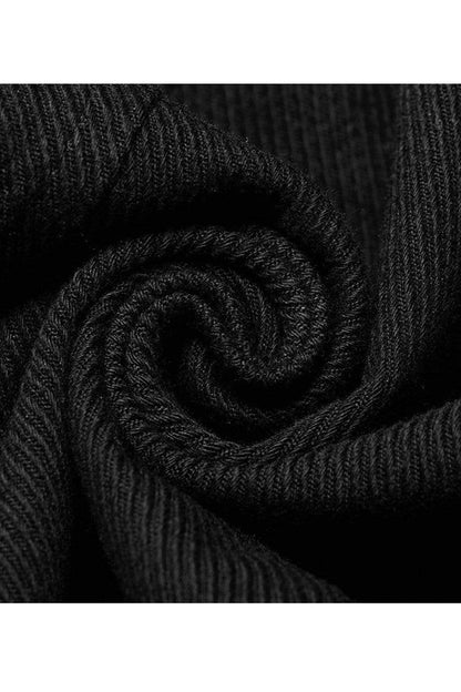 Black Punk Elastic Twill Fabric Featured Flap Pocket Metal Accessories Sleeveless Vest
