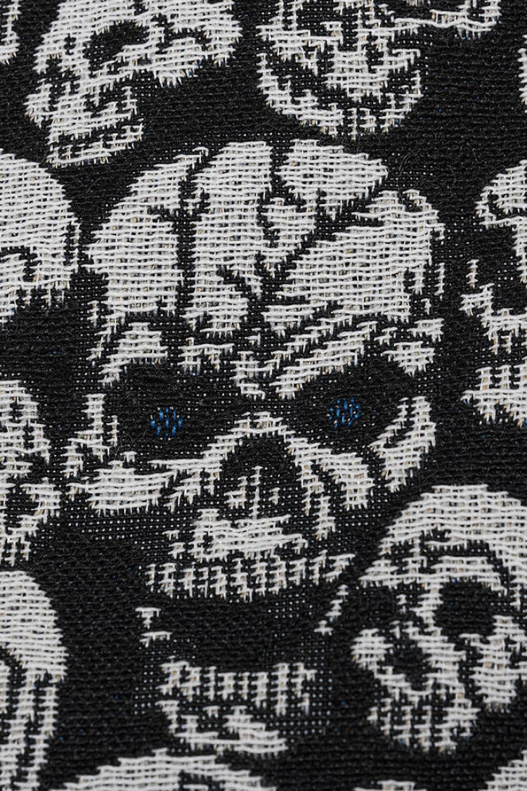 White/black Contrast Sleeveless Skulls Print Jacquard Hollow Gothic Vest