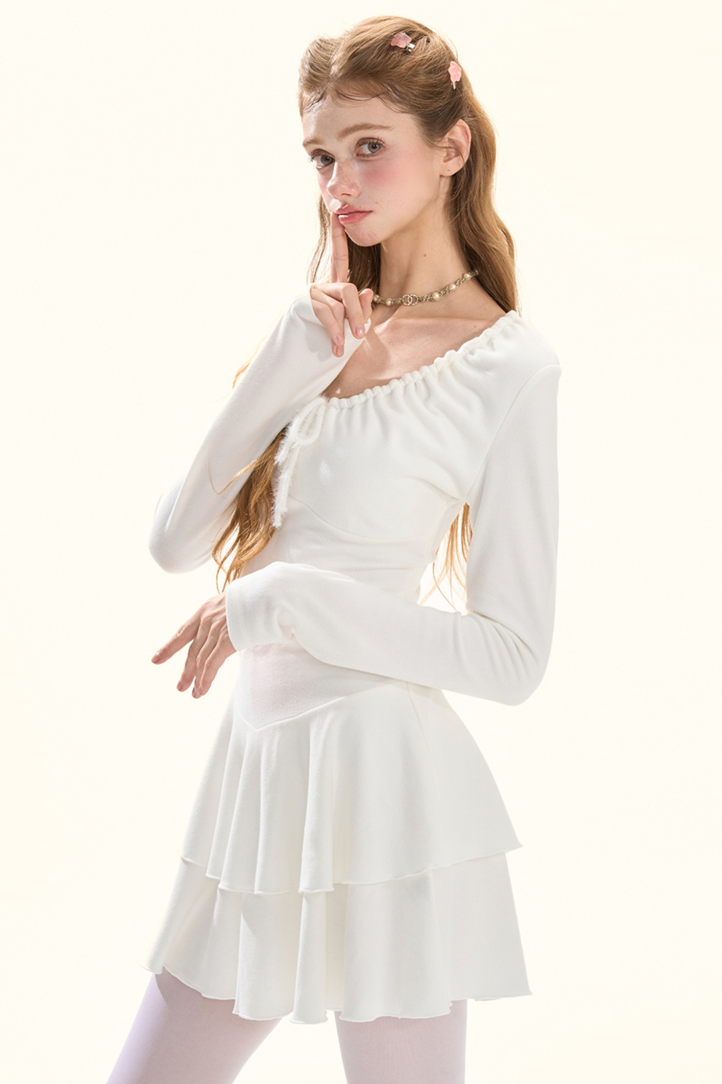 Shirred Drape Pure Dress