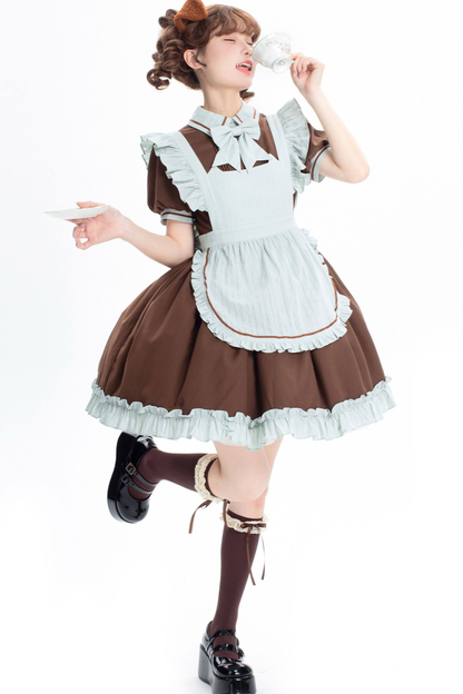Mint Black Berry Lolita Dress + Apron + Tie