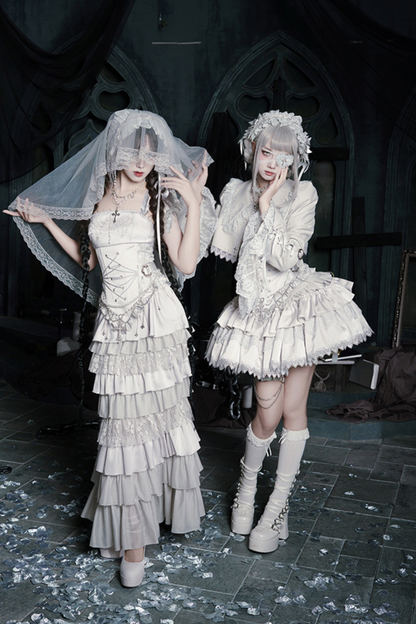 Gothic Lolita Skirt + Corset + Veil + Necklace + Waist Chain