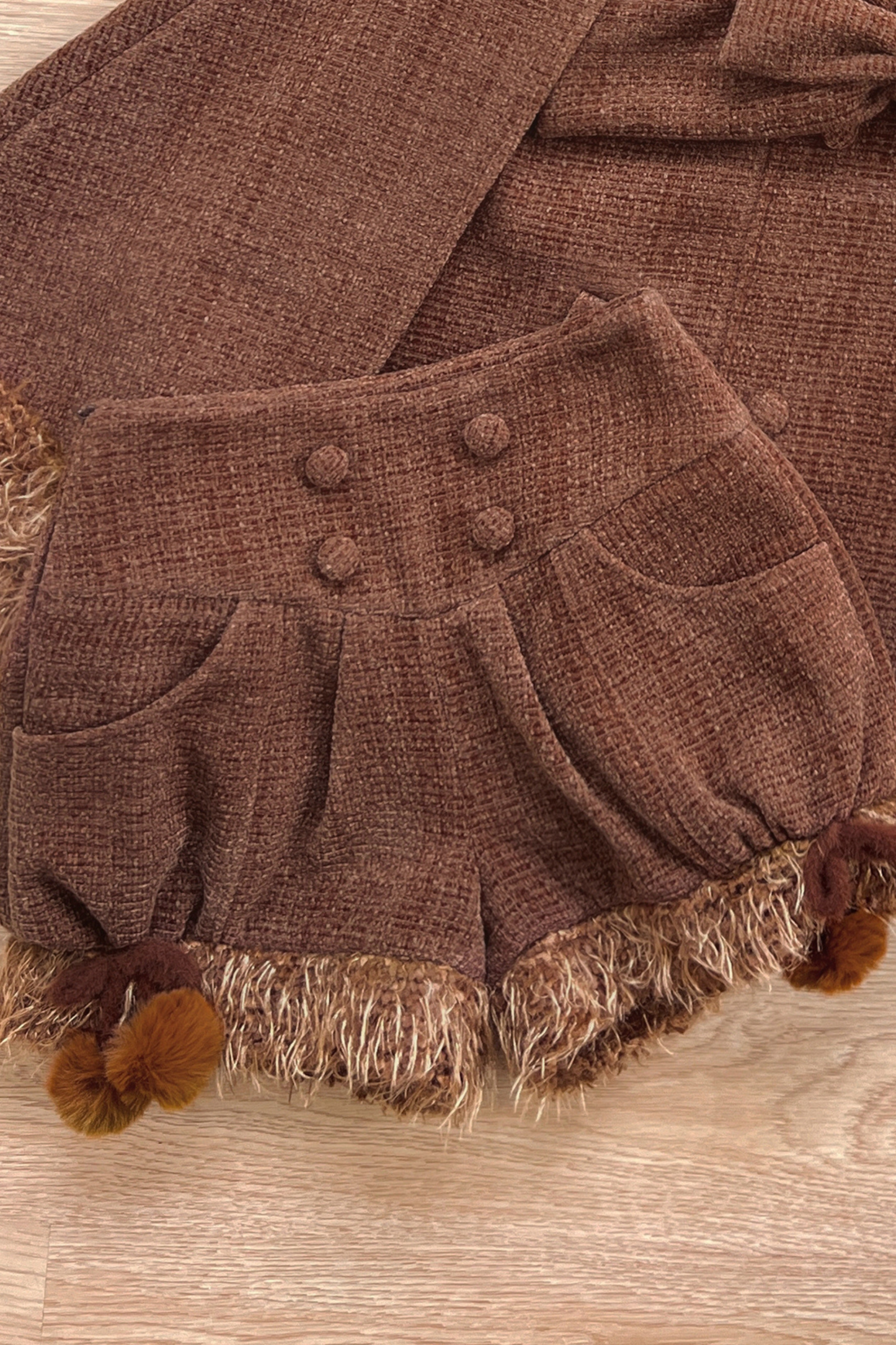 Animal Tweed Coat + Boa Shorts