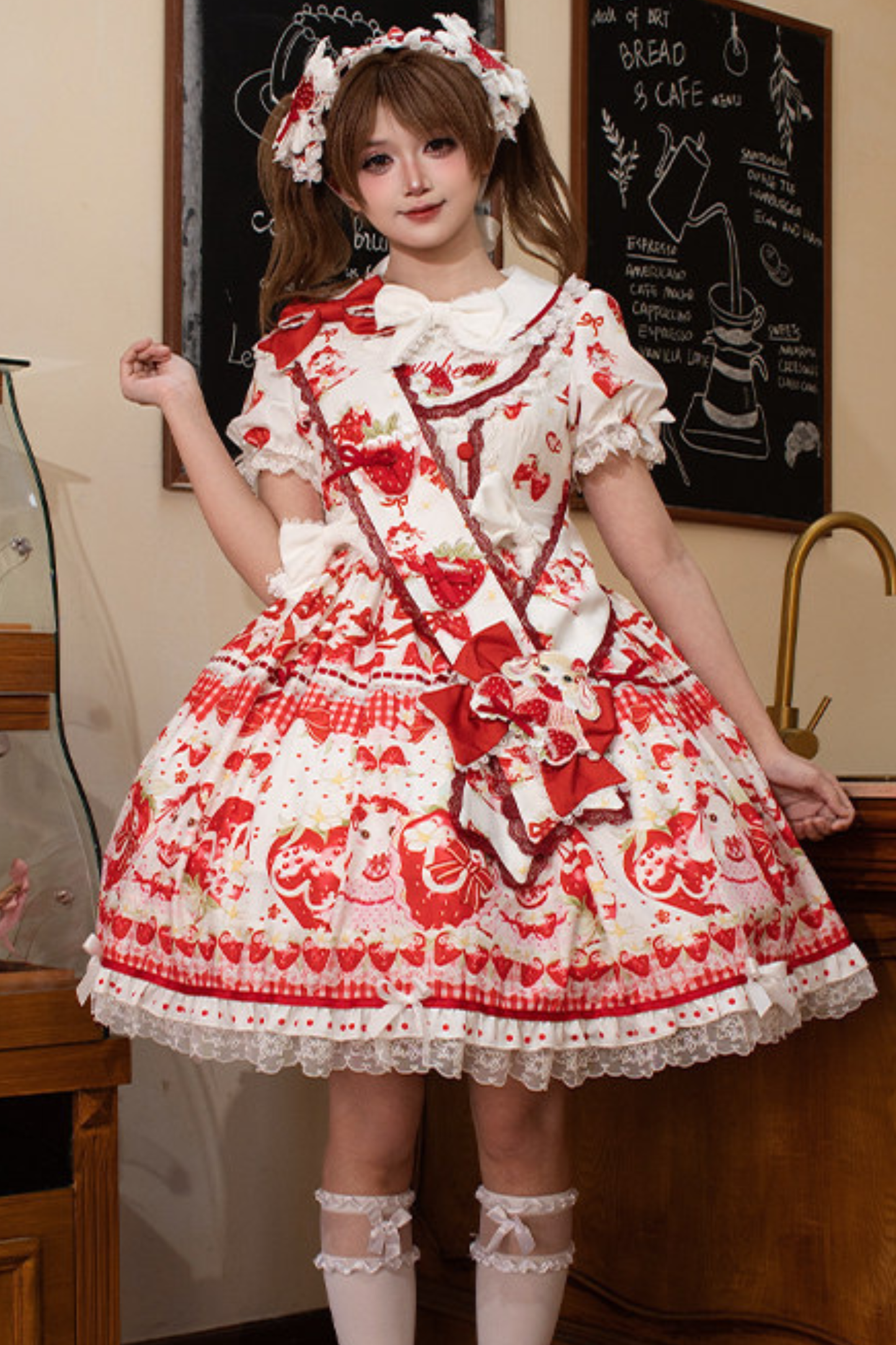 Red Berry Lolita Dress + Ribbon + Headband