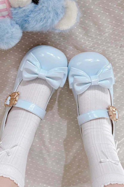 Glossy Color Ribbon Shoes