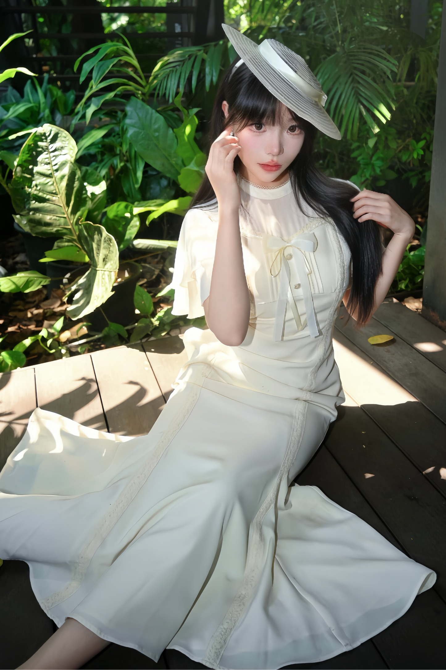 Pure White Lace Fishtail Dress