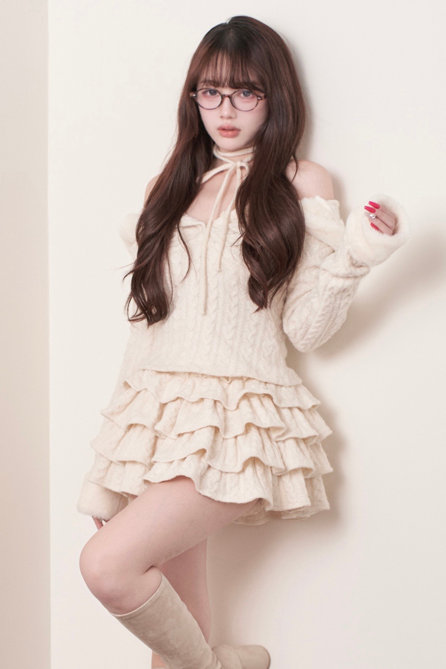 Cable Knit Top + Tiered Skirt