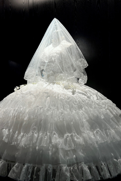 Pure Bridal Lolita Dress + Veil + Waist Belt
