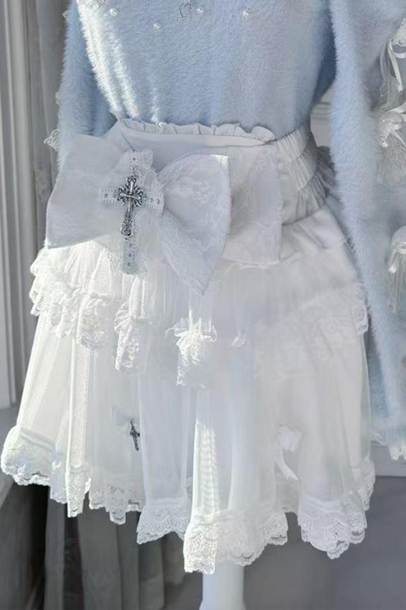 Off-shoulder Ribbon Knit + Skirt