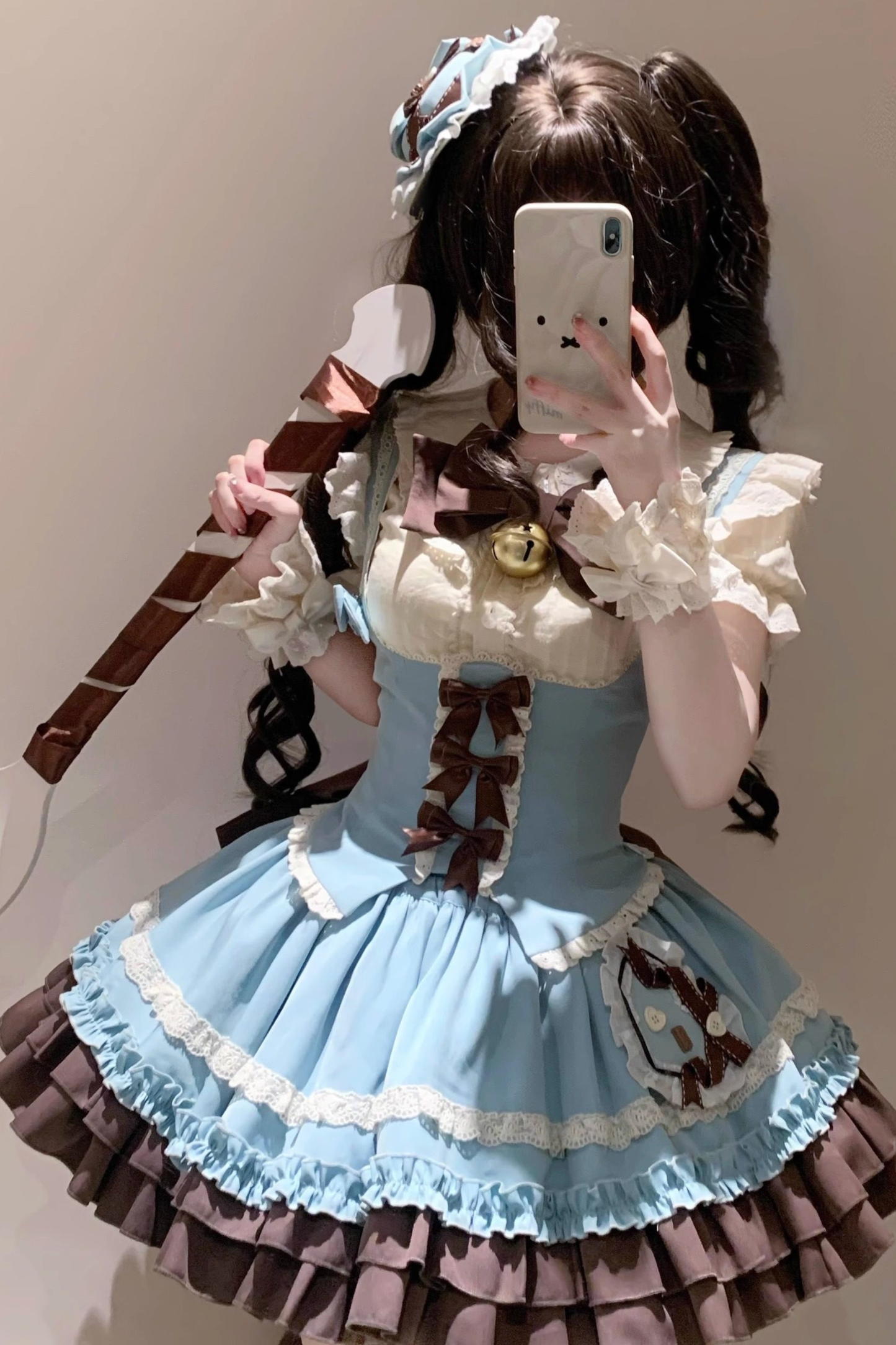 Sweet Cup Ribbon Lolita Skirt + Vest + Shirt + Ribbon + Train