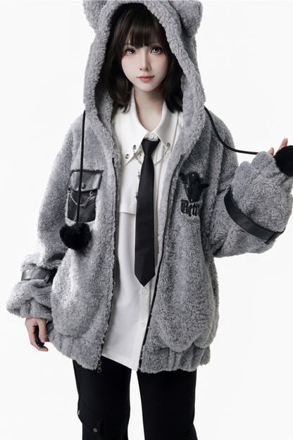 Patchwork Fur Hooded Coat + Pants + Shirt + Skirt + Leg Warmers