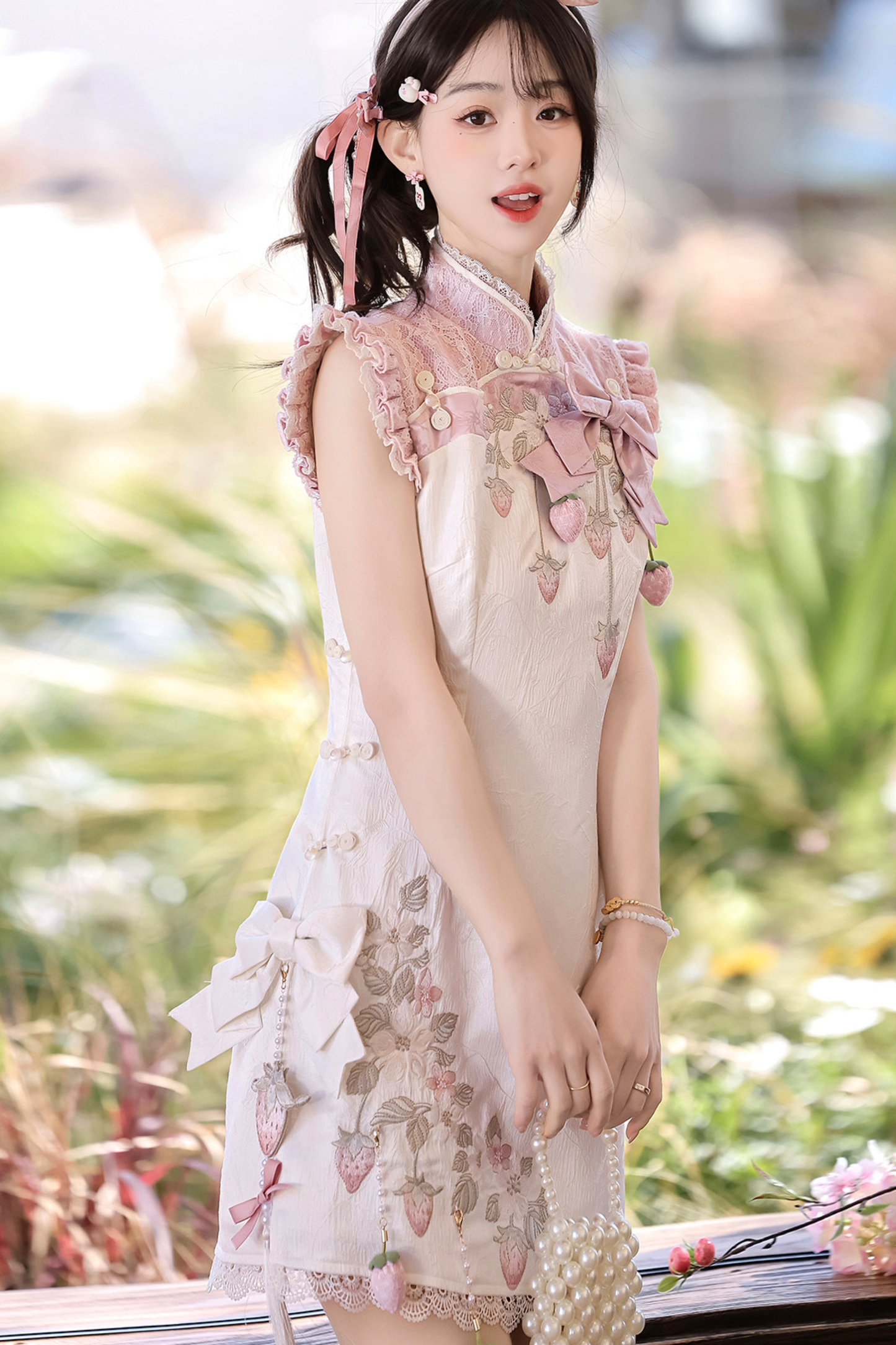 Strawberry Sweet Chinese-style Sleeveless Dress