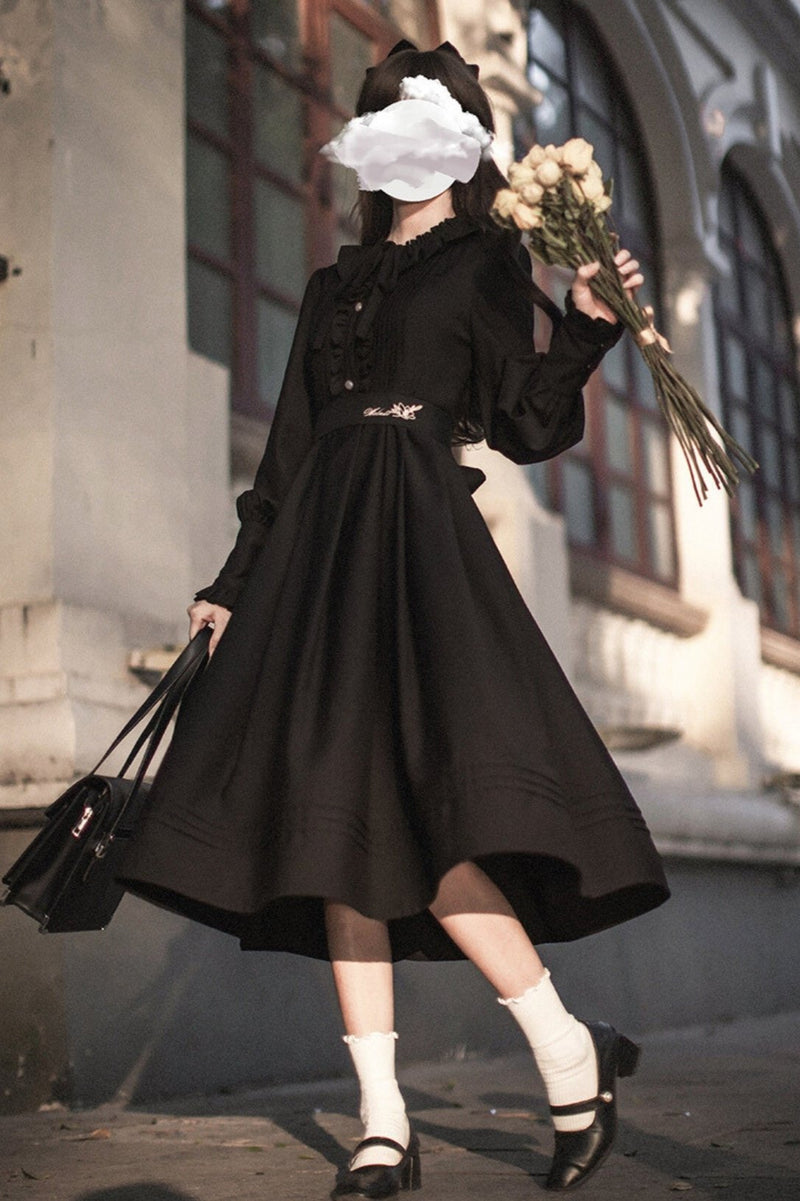 [pre-order] Black Swan Retro Two-tone Dress
