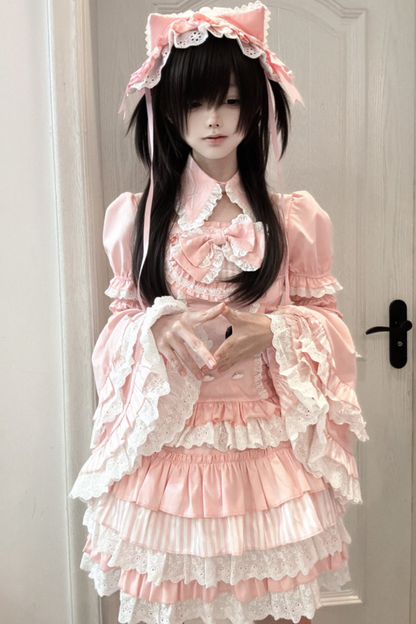 Pink Princess Tiered Tops + Skirt + Sleeves + Headband