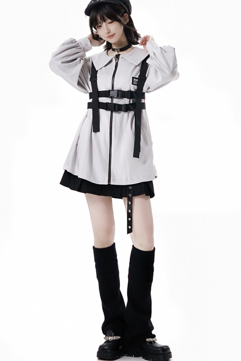 Neutral Hooded Jacket + Coat + Top + Pants + Straps