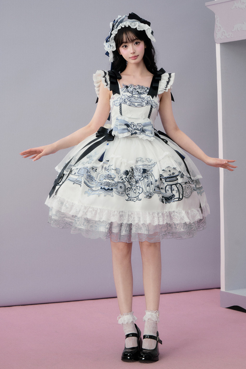 Chinese-style Design Flutter Sleeve Lolita Dress + Ribbon