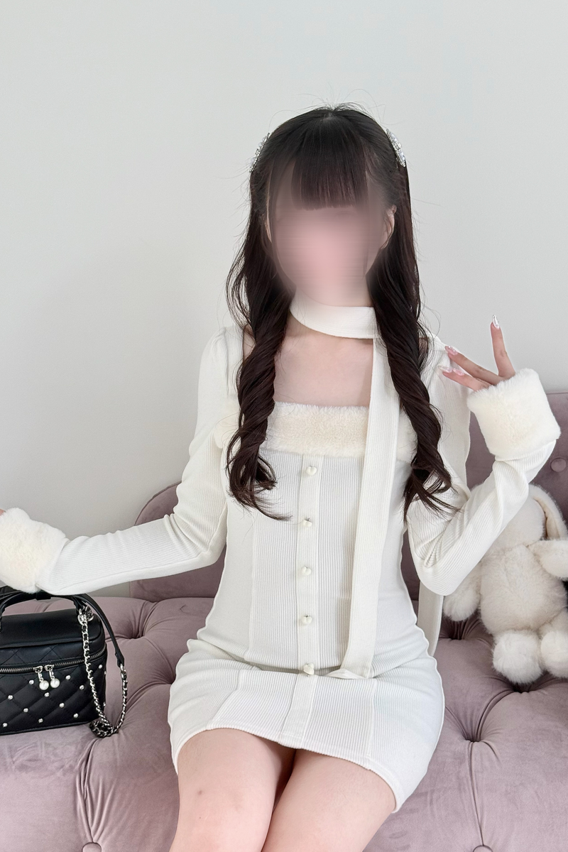 Point Fleece Design Tight Dress