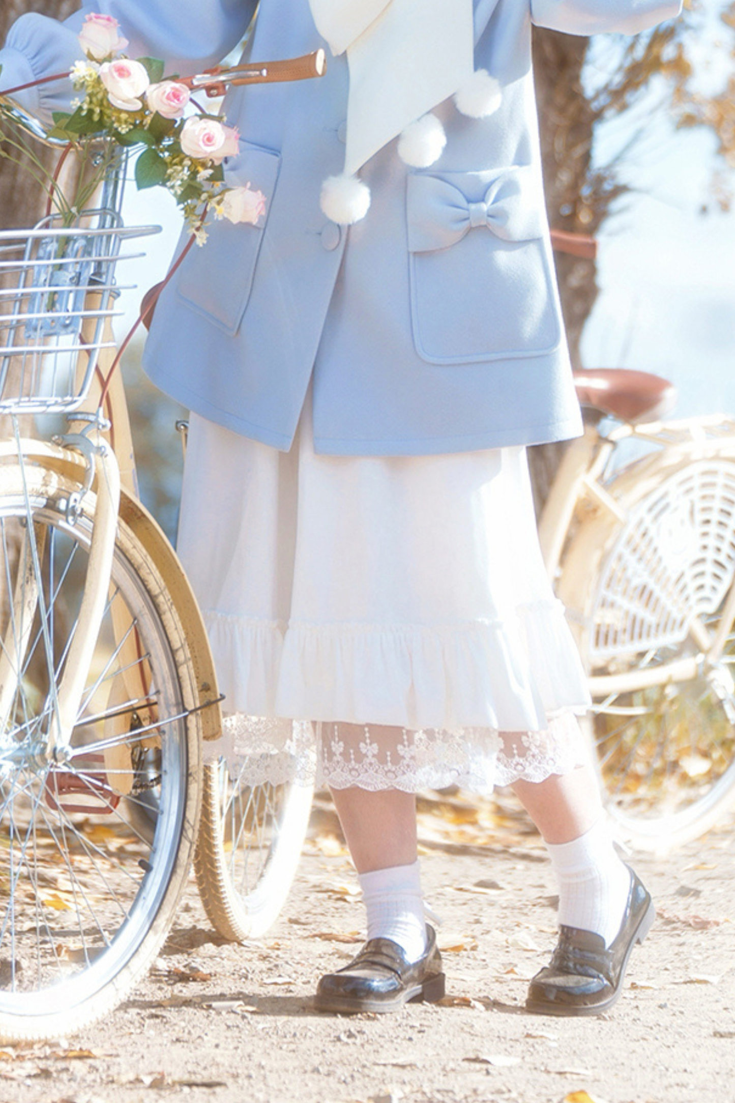 Heart Single Breasted Loose Wool Coat + Skirt