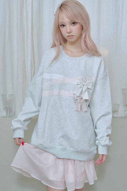 Ribbon Pullover Sweatshirt