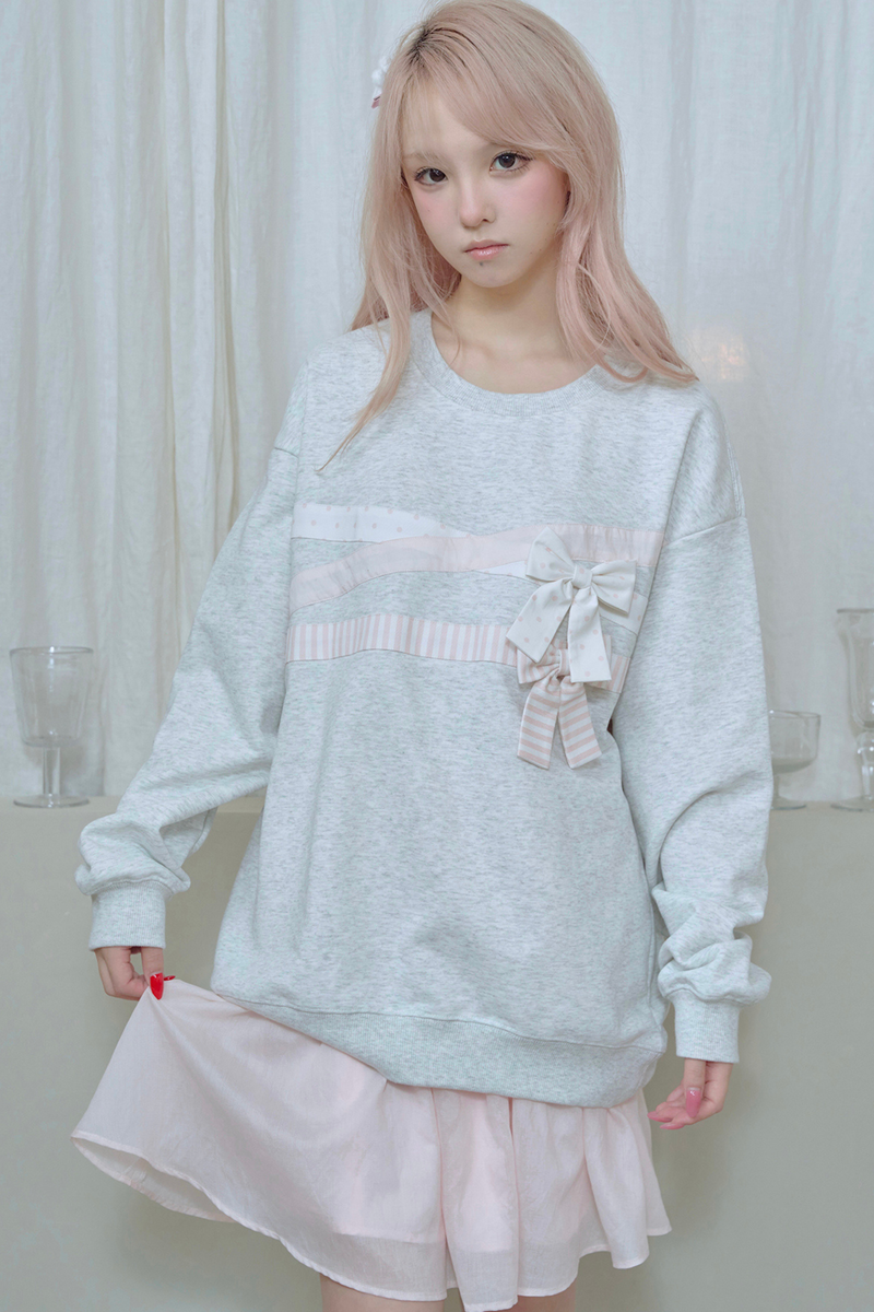 Ribbon Pullover Sweatshirt
