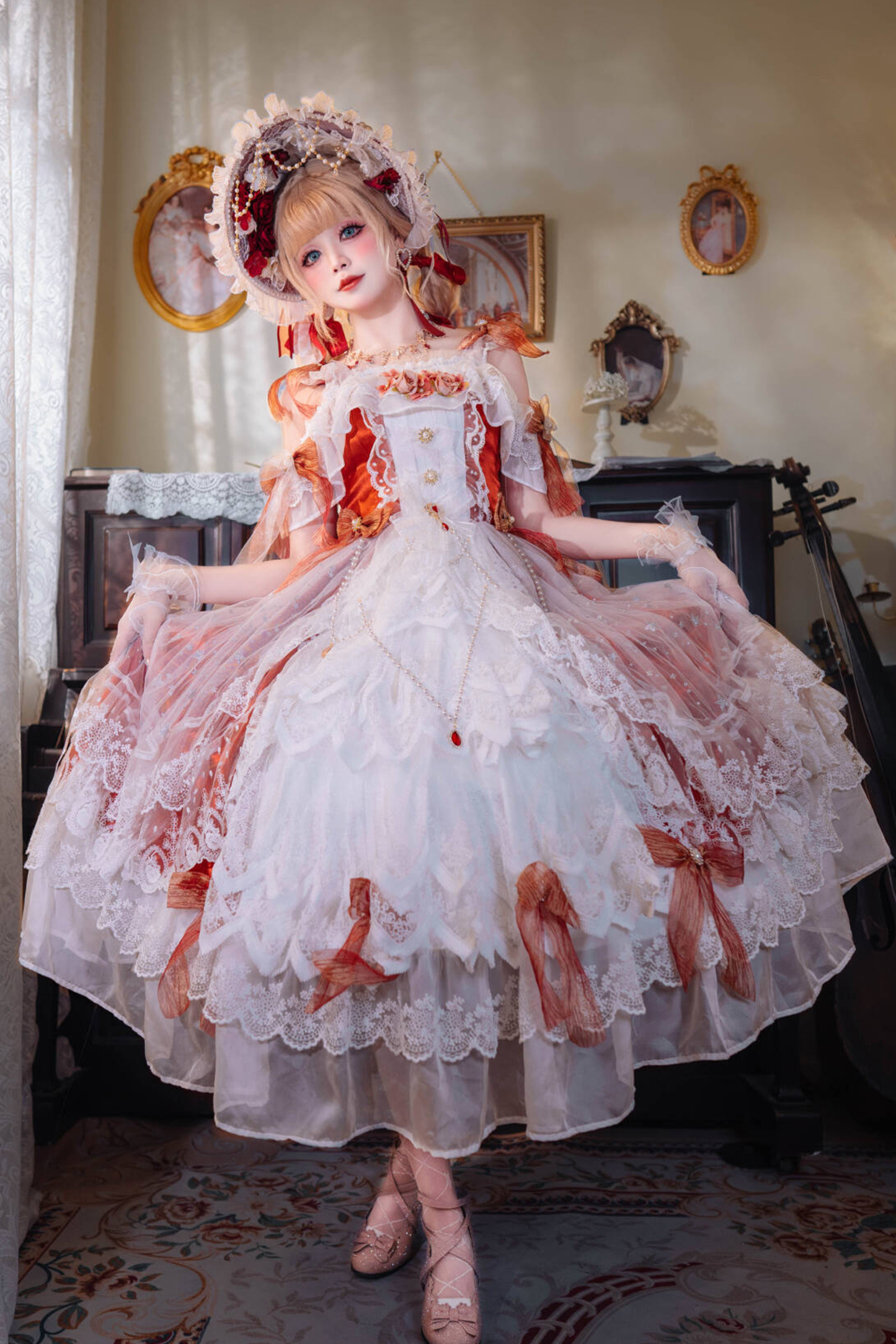 Sweet Lolita Flower Hat + Necklace