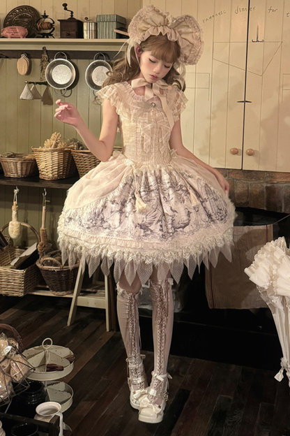 [pre-order] Sweet Lolita Feather Dress + Bonnet + Clips